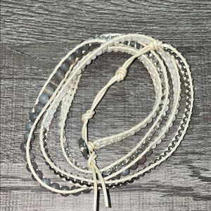 Victoria Emerson White and Silver Beaded Wrap Bracelet